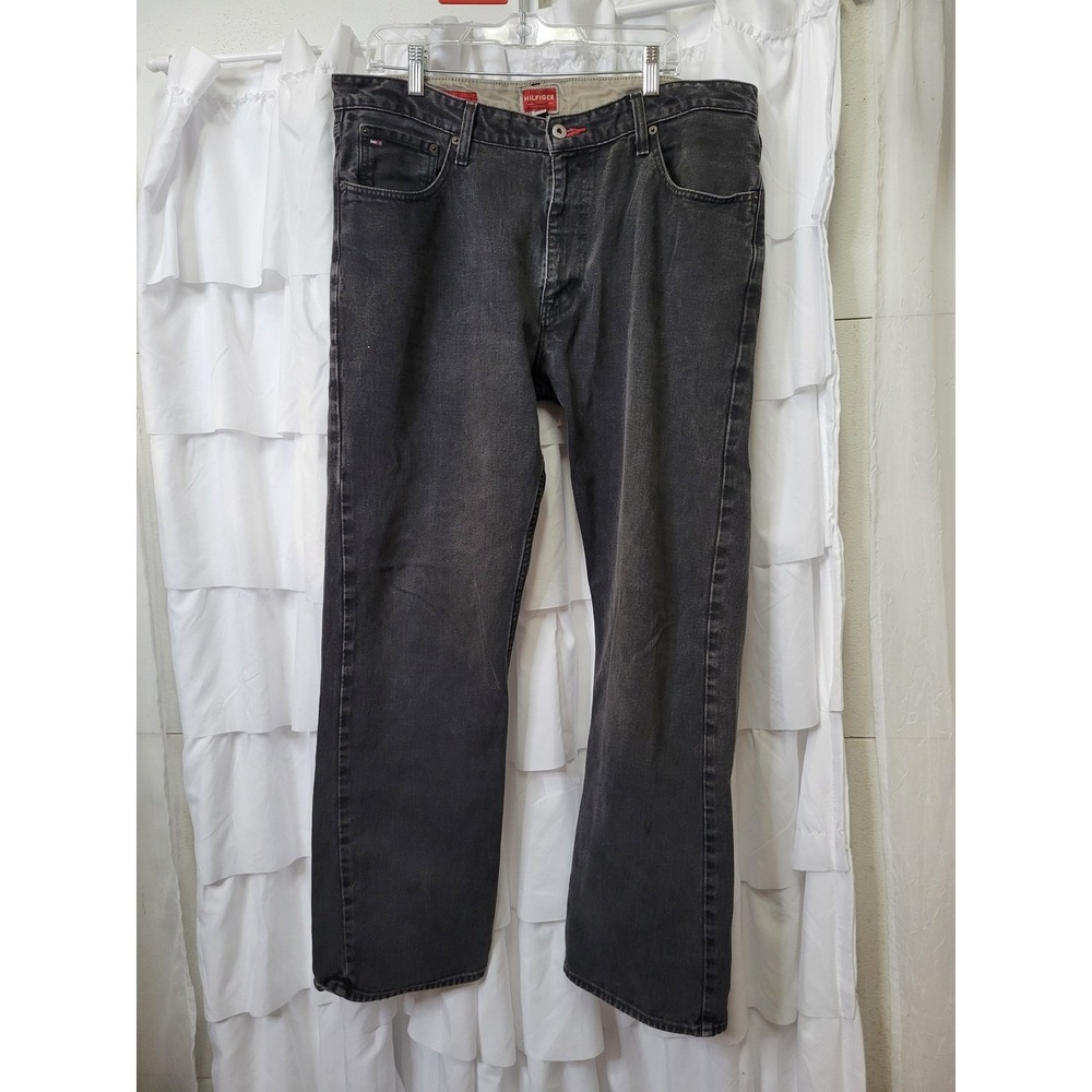 Tommy Hilfiger Red Label Mens Faded Black Straight Leg Denim Jeans 38x30 1615